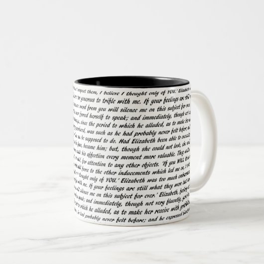 Stolz-und Vorurteil-Text Zweifarbige Tasse (VorderseiteRechts)