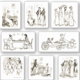 Stolz und Vorurteile Beige Buch Illustrations Pack Aufkleber