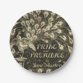 Stolz und Vorurteile Beige Gold Pfauenbuchdeckung Pappteller (Vorderseite)