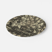 Stolz und Vorurteile Beige Gold Pfauenbuchdeckung Pappteller (Schrägansicht)