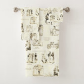 Stolz und Vorurteile Beige Sepia Toile Quotes Badhandtuch Set (Insitu)