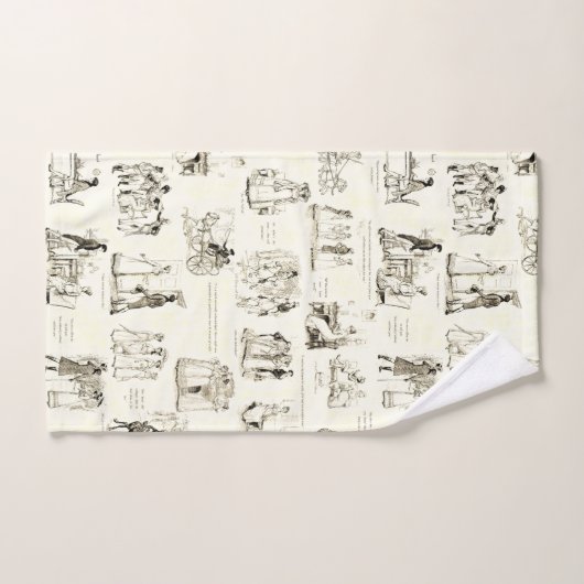 Stolz und Vorurteile Beige Sepia Toile Quotes Badhandtuch Set (Handtuch)