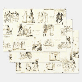 Stolz und Vorurteile Beige Sepia Toile Quotes Geschenkpapier Set