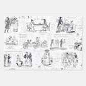 Stolz und Vorurteile Blue Gray Toile Quotes Geschenkpapier Set (Vorderseite 3)