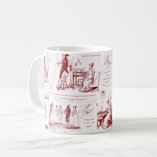 Stolz und Vorurteile für Rote Toile Kaffeetasse (Vorderseite Links)