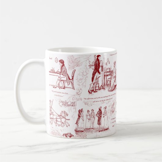 Stolz und Vorurteile für Rote Toile Kaffeetasse (Links)