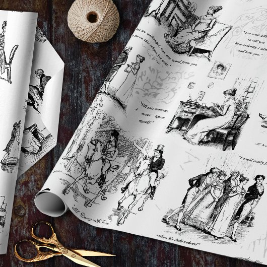 Stolz und Vorurteile für Schwarz-weiße Toilettenar Geschenkpapier