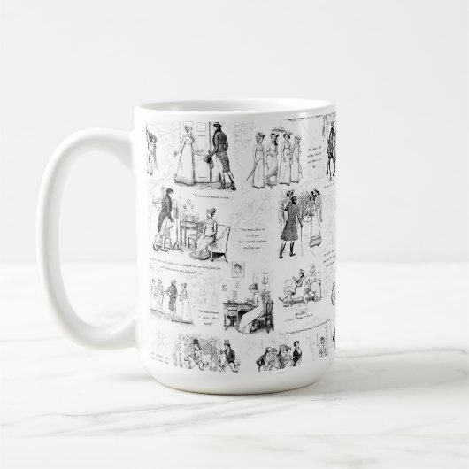 Stolz und Vorurteile für Schwarz-weiße Toilettenar Kaffeetasse (Links)