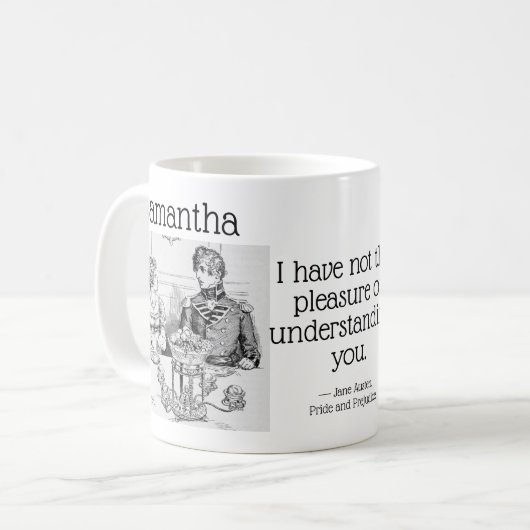 Stolz und Vorurteile Jane Austen Funny Zitat Name Kaffeetasse (Vorderseite Links)