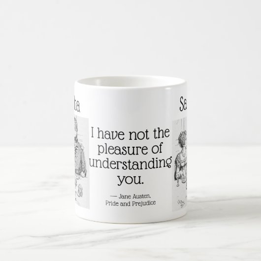 Stolz und Vorurteile Jane Austen Funny Zitat Name Kaffeetasse (Mittel)