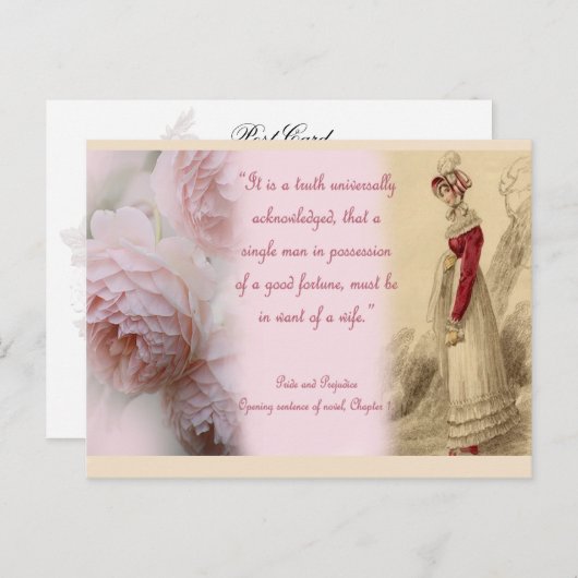 Stolz und Vorurteile Single Man, Jane Austen Postkarte (Vorne/Hinten)
