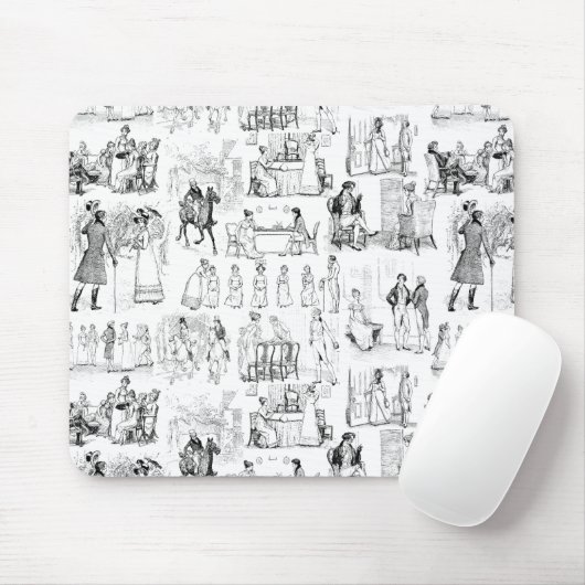 Stolz und Vorurteile Toile de Jouy Black and White Mousepad (Mit Mouse)
