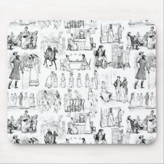 Stolz und Vorurteile Toile de Jouy Black and White Mousepad