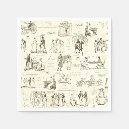 Stolz und Vorurteile über Beige-Toile-Angebot Serviette (Vorderseite)