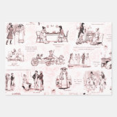 Stolz und Vorurteile Weinrosa Toile Zitate Geschenkpapier Set (Vorderseite 3)