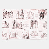 Stolz und Vorurteile Weinrosa Toile Zitate Geschenkpapier Set (Vorderseite)