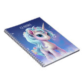 Stolz Unicorn blauer Himmel, Wolken und Sterne & N Notizblock (Rechte Seite)