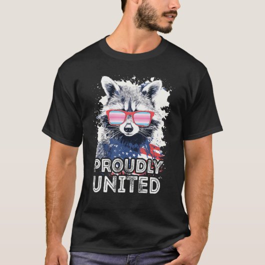 Stolz United Raccoon Transfeminine Sonnenbrille F T-Shirt (Vorderseite)