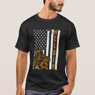 Stolz US-Flagge Männer Vater Vater Welding T-Shirt