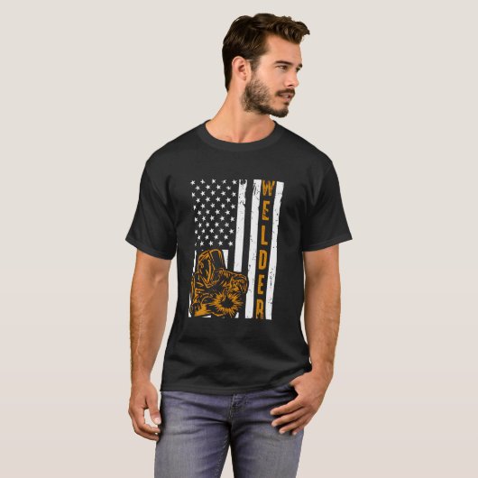 Stolz US-Flagge Männer Vater Vater Welding T-Shirt (Vorne ganz)