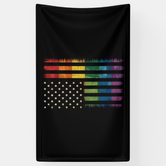 Stolz USA Amerika Regenbogenflagge LGBTQ gestört Banner (Vertikal)