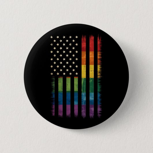 Stolz USA Amerika Regenbogenflagge LGBTQ gestört Button (Vorderseite)