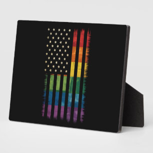 Stolz USA Amerika Regenbogenflagge LGBTQ gestört Fotoplatte