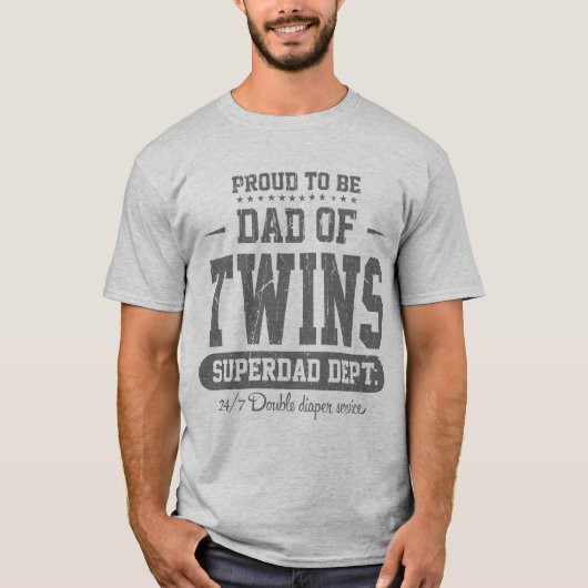 Stolz, Vater der Zwillinge Superdad Dept. Grey zu T-Shirt (Vorderseite)
