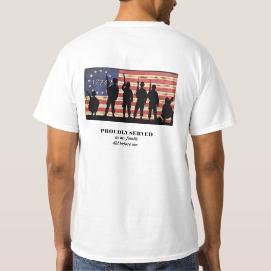 Stolz Veteran 1776 Amerikanische Flagge T-Shirt (Rückseite)