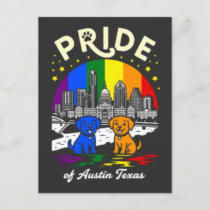 Stolz von Austin City Texas Hunde Regenbogenflagge Postkarte