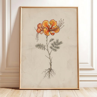 Stolz von Barbados Vintage-Blumenprint-Dekor Poster