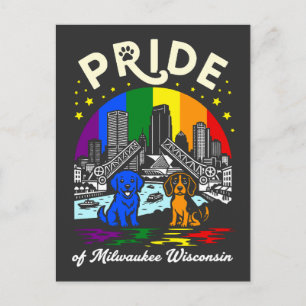 Stolz von Milwaukee City Wisconsin Hunde Regenboge Postkarte