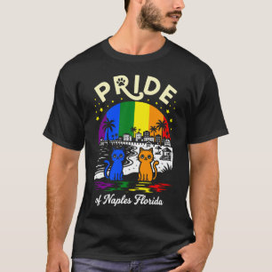 Stolz von Naples City Florida Katzen Regenbogenfla T-Shirt