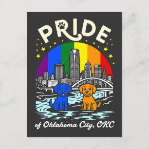 Stolz von Oklahoma City OKC Hunde Regenbogenflagge Postkarte