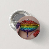 Stolze Abzeichen - Regenbogen Lipstick Lesbian Button (Vorne & Hinten)