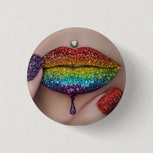 Stolze Abzeichen - Regenbogen Lipstick Lesbian Button