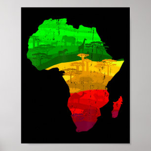 Stolze Afrika-Karte Grün Gelb Rot Afrikanischer St Poster