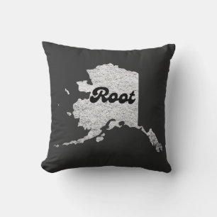 stolze Alaska-Staatswurzel-Kartenskizze Rocky Map Kissen