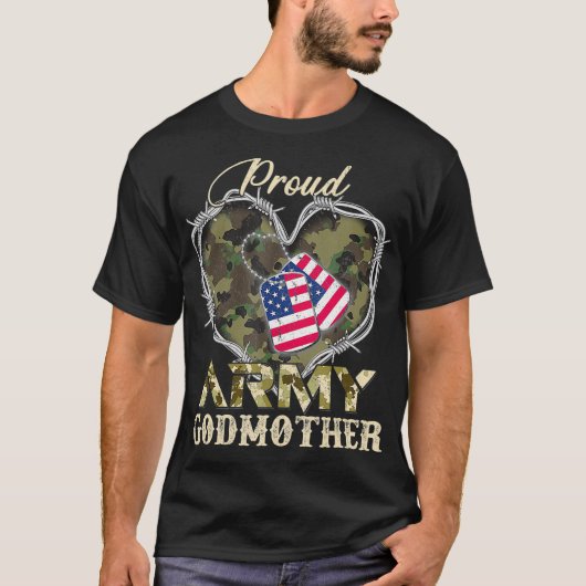 Stolze armee Godmutter mit herzamerikanischer Fahn T-Shirt (Vorderseite)