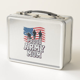 Stolze Armeemutter Vintage Patriotisches Militär-S Metall Brotdose
