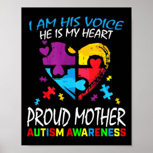Stolze Autismus-Mutter-Herz-Mutter-Puzzle-Teil-Aut Poster