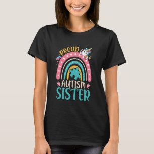 Stolze Autismus-Schwester-Einhorn-Regenbogen-Puzzl T-Shirt