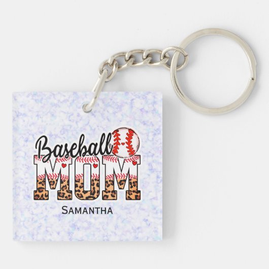 Stolze Baseball-Mama - Game Day Enthusiasten Schlüsselanhänger (Rückseite)