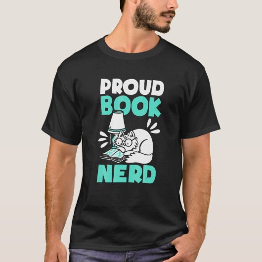 Stolze Bücher-Nerd-Katze Buch Lesebuch T-Shirt (Vorderseite)