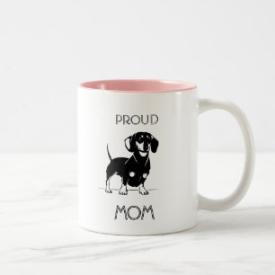 Stolze Dackel Mmom illustrierte Dackel-Tasse Zweifarbige Tasse