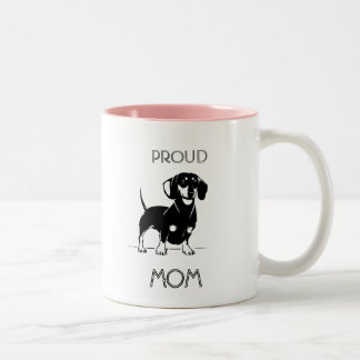 Stolze Dackel Mmom illustrierte Dackel-Tasse Zweifarbige Tasse