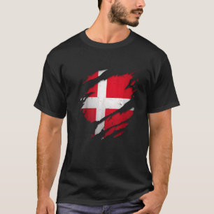 Stolze dänische Danmark Torn Ripped Denmark Flag T-Shirt