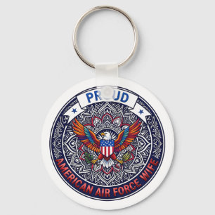 Stolze Ehefrau eines amerikanischen Luftwaffenange Schlüsselanhänger