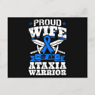 Stolze Ehefrau eines Ataxia Warrior Blue Awareness Postkarte