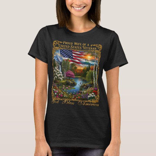 Stolze Ehefrau eines US-Veteranen, Gott segne Amer T-Shirt (Vorderseite)